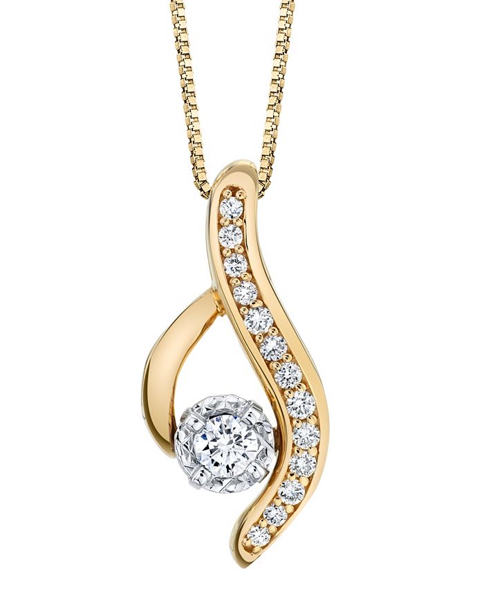 Sirena - 1/4 ct. t.w. Diamond Modern Pendant in 14k Yellow and White Gold