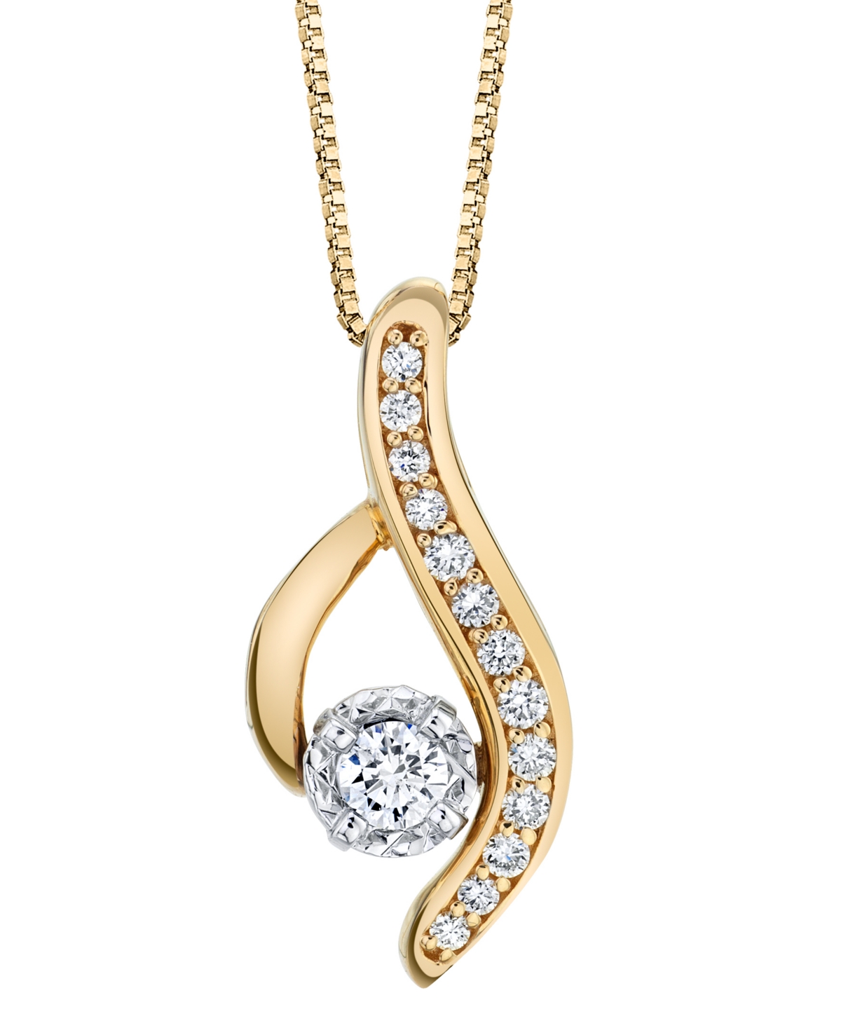 Diamond (1/4 ct. t.w.) Modern Pendant in 14k Yellow and White Gold