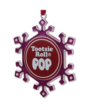 Northlight 3.5" Silver Plated Pink Snowflake Tootsie Roll Pop Candy Logo Christmas Ornament With European Cryst