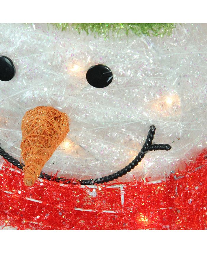 Northlight 38" Lighted Tinsel Snowman with Wreath Christmas Outdoor