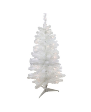 Northlight 4' X 23.5" Pre-lit Slim White Artificial Tinsel Christmas Tree- Clear Lights