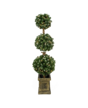 Northlight 45' Pre-Lit Frosted Triple Ball Artificial Topiary Tree in Decorative Pot - Clear Lights