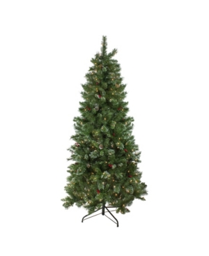 Shop Northlight 6.5' Pre-lit Mixed Pine And Iridescent Glitter Medium Artificial Christmas Tree In Green