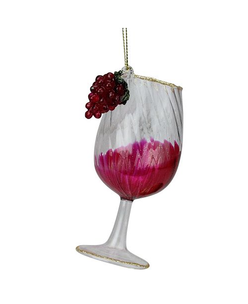 Northlight 4 25 Gold Glittered Red Wine Glass Christmas Ornament