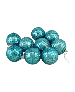 Northlight 9ct Peacock Blue Mirrored Glass Disco Ball Christmas Ornaments 25