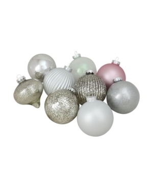 Northlight 9ct Silver And Pink Multi-finish Ball And Onion Shaped Christmas Ornaments 4" 100mm In Silver