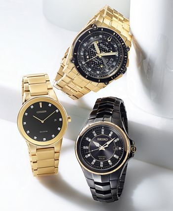 Bulova - Men's Precisionist Diamond-Accent Gold-Tone Stainless Steel Bracelet Watch 46.5mm