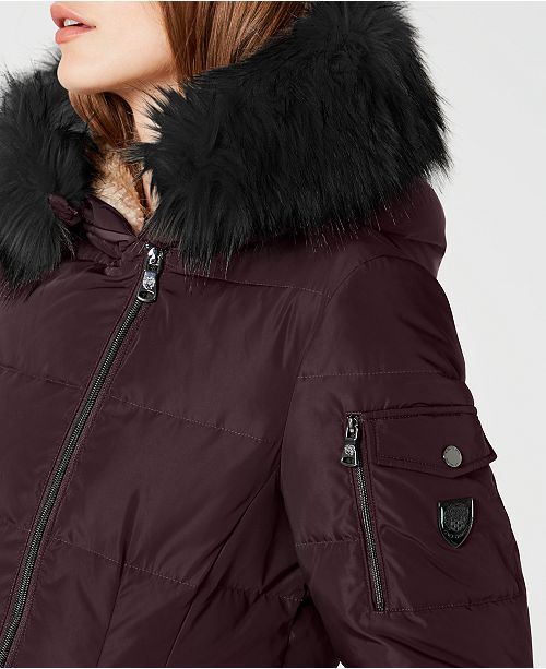 Vince Camuto Faux Fur Trim Hooded Down Puffer Coat Reviews Coats Women Macy S
