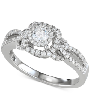 image of Diamond Halo Openwork Engagement Ring (5/8 ct. t.w.) in 14k White Gold