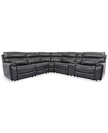 Hutchenson 6-Pc. Leather Sectional with 2 Power Recliners, Power Headrests and Console with USB