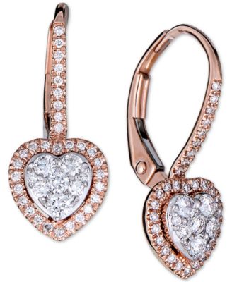 dangle heart diamond earrings