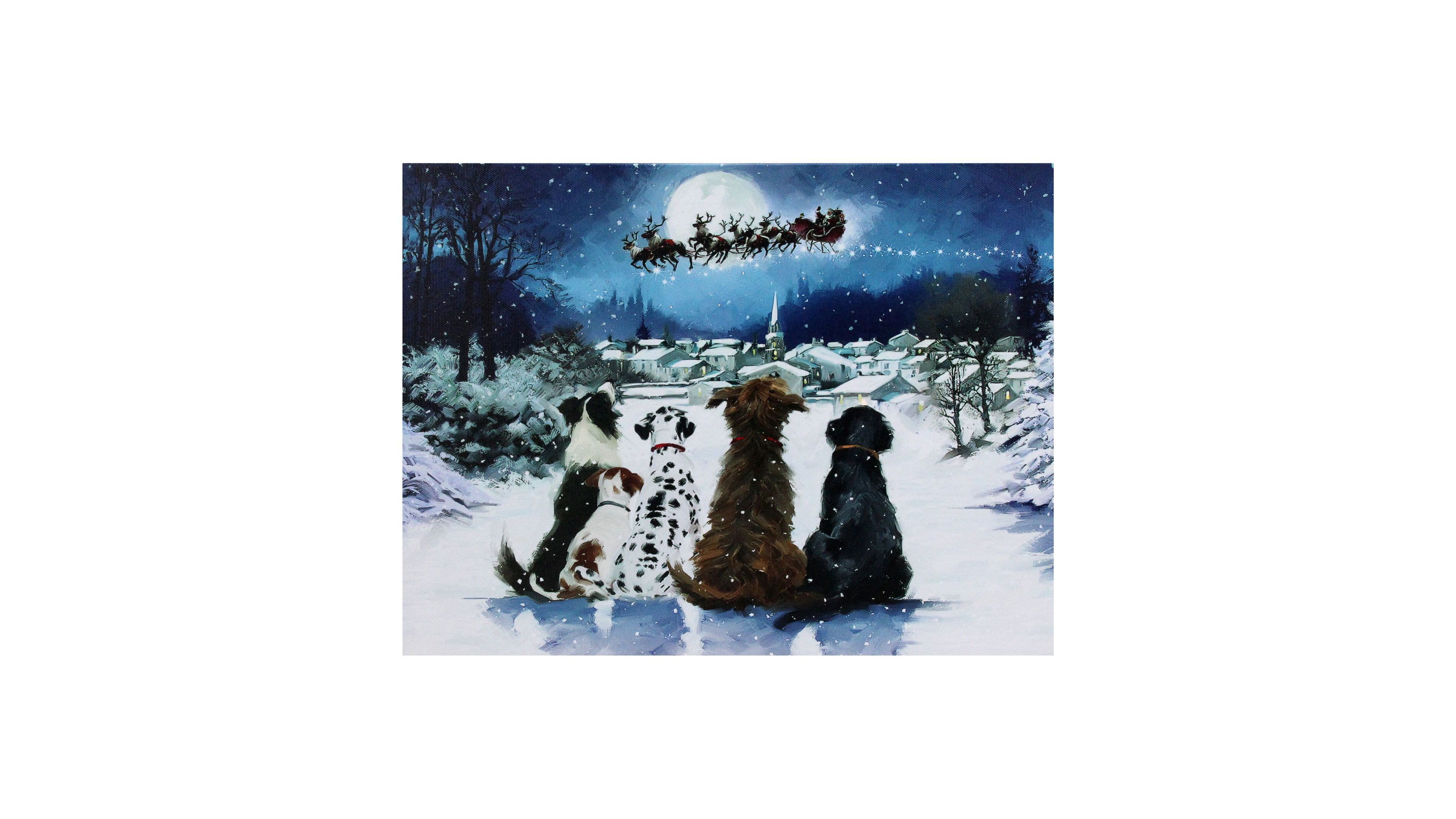 Northlight Led Fibre Optic Lighted Dogs Watching Santa Claus Christmas Wall Art