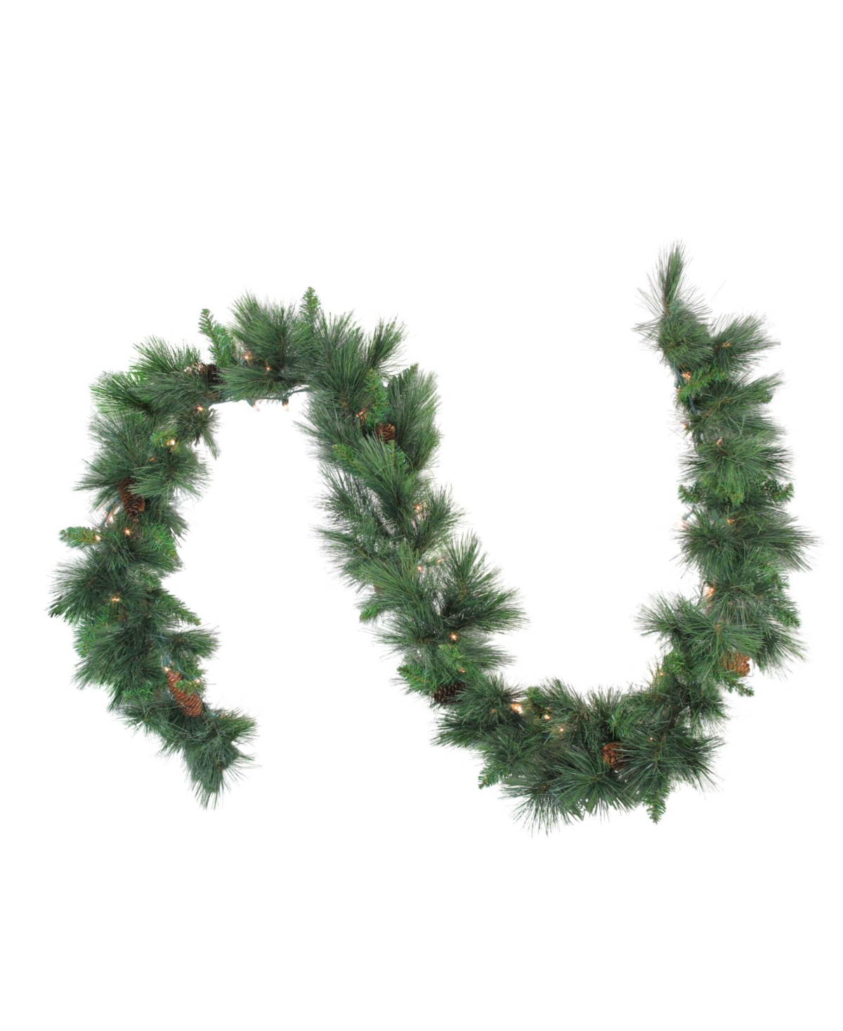9' Pre-Lit White Valley Pine Artificial Christmas Garland - Clear Lights - Green