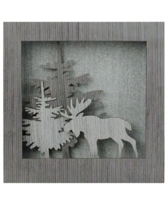 Northlight 10" Glittered Moose Silhouette Box Framed Christmas Table Decoration