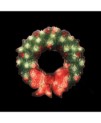 15" Lighted Holographic Christmas Wreath Window Silhouette Decoration