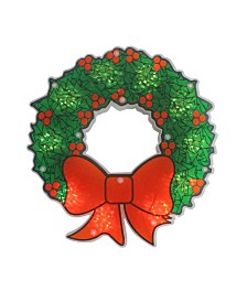 Northlight 11 Holographic Lighted Berry Wreath Christmas Window