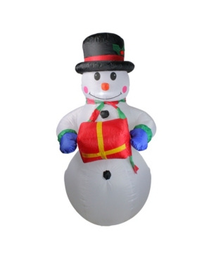 Northlight 5' Inflatable Lighted Snowman With Gift Christmas Yard Art Decoration In White