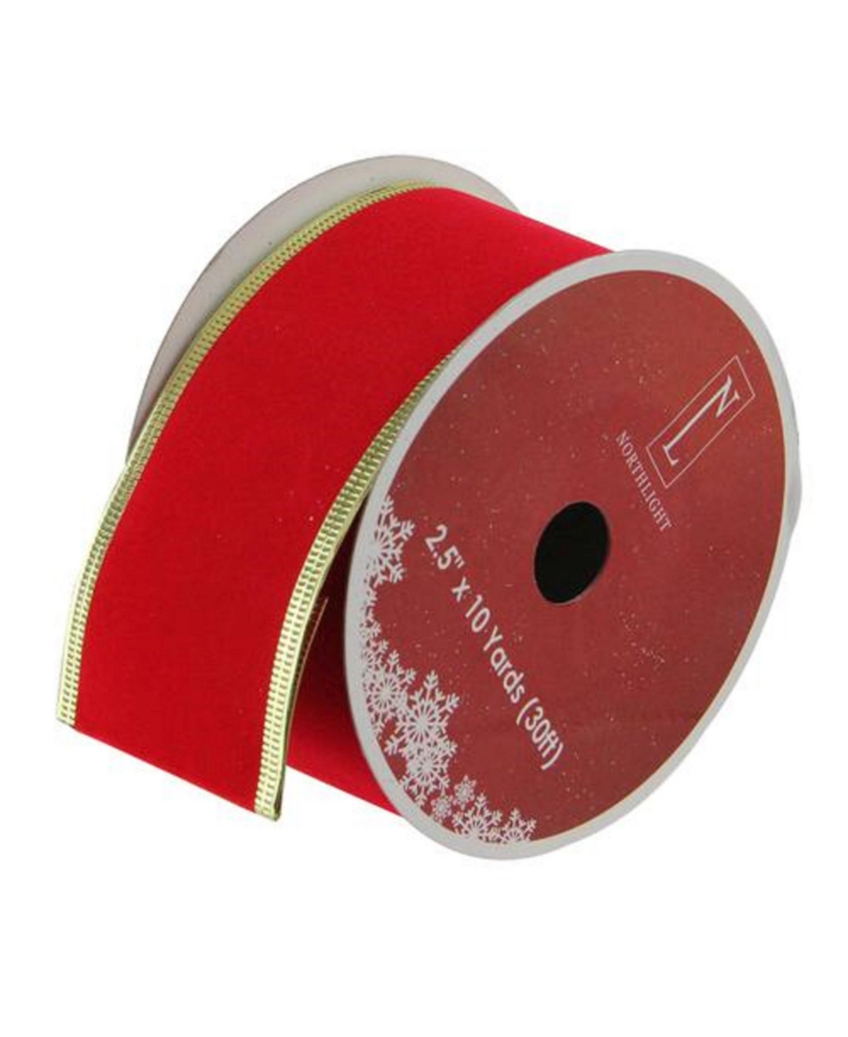 Solid Bright Red Gold Wired Christmas Craft Ribbon 2.5" x 10 Yards - Gold