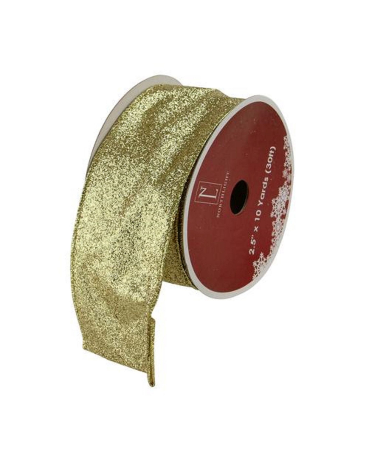 Sparkling Solid Gold Wired Christmas Craft Ribbon 2.5" x 10 Yards - Gold
