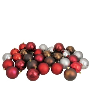 Northlight 32ct Red/burgundy/pewter Gray/mocha Shatterproof Christmas Ball Ornaments 3.25" In Multi