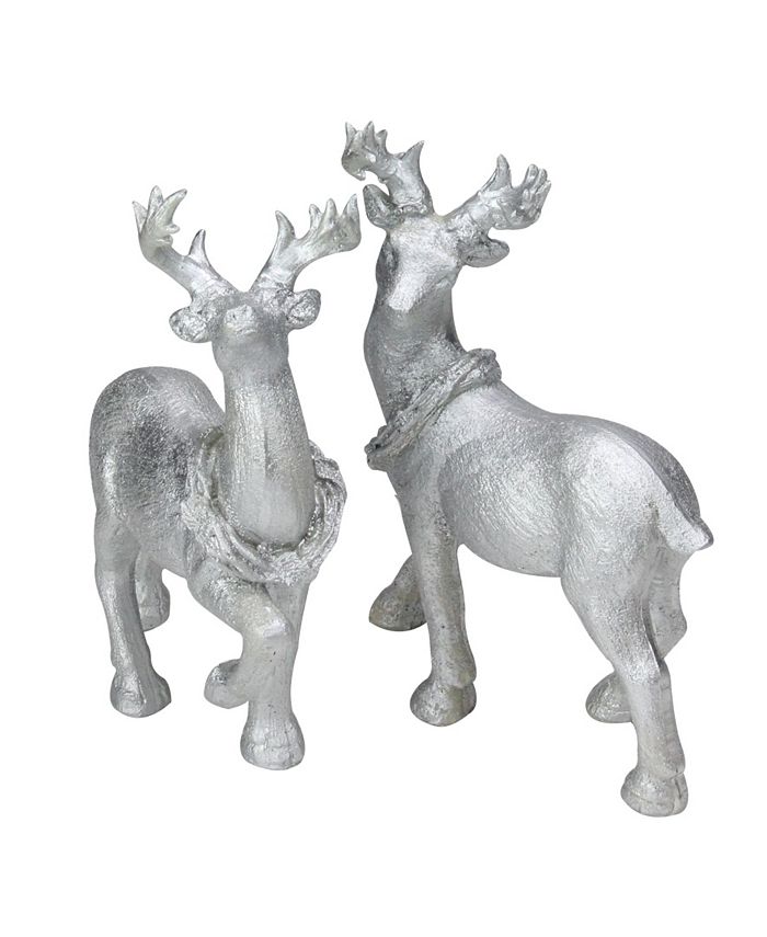 Northlight Set of 2 Silver Christmas Table Top Reindeer Figures - Macy's