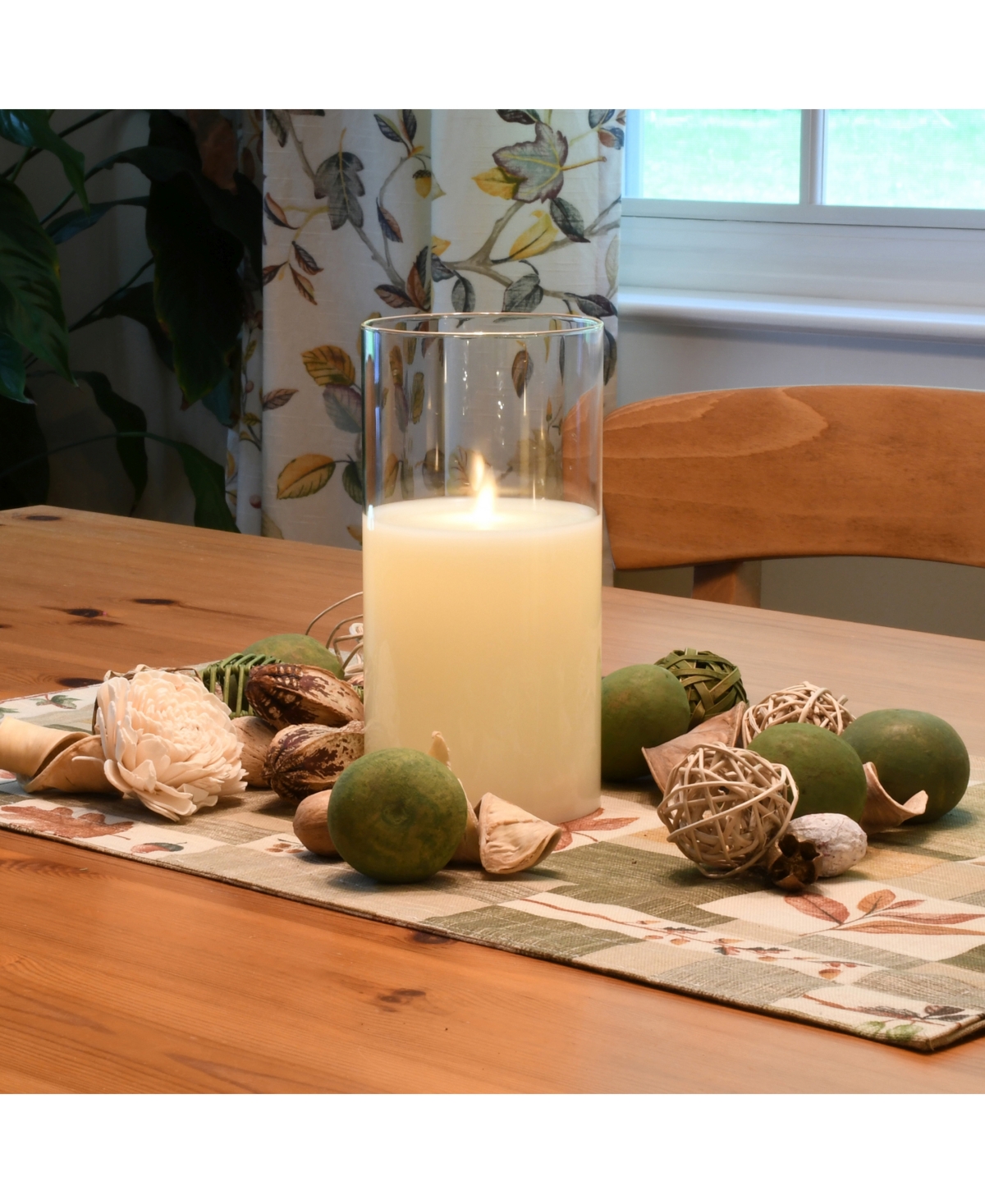 Lumabase 8" Battery Operated Realistic Flame Led Wax Candle in Glass Holder