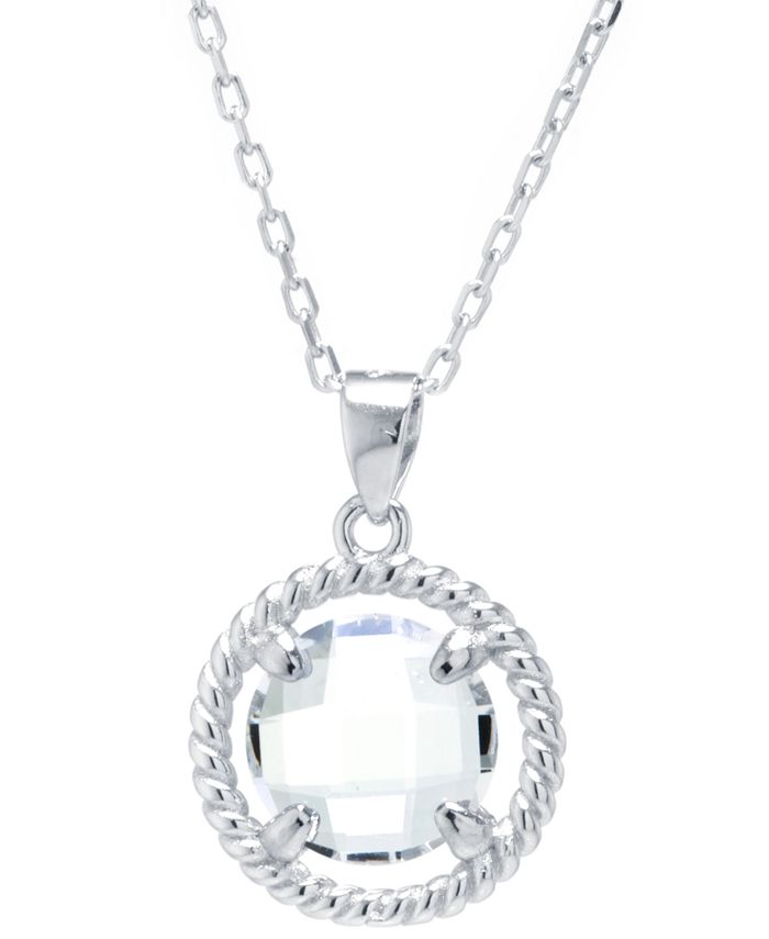 Giani Bernini - Round Crystal Pendant with 18" Chain in Sterling Silver. Available in Clear or Blue