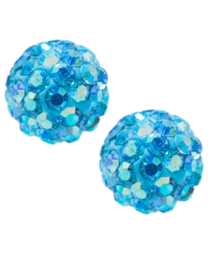 Crystal 8mm Pave Earrings in Sterling Silver Available in Clear Blue Light Blue or Multi