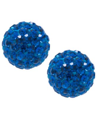 Crystal 8mm Pave Earrings in Sterling Silver. Available in Clear, Blue, Light Blue or Multi