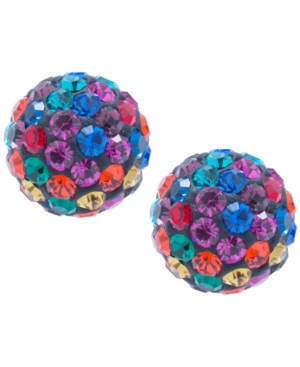Crystal 8mm Pave Earrings in Sterling Silver Available in Clear Blue Light Blue or Multi