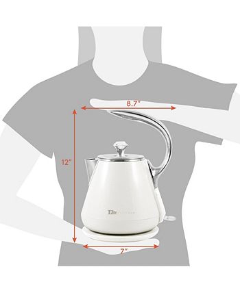 Elite Platinum 1.2 L White Cool-Touch Stainless Steel Electric Kettle