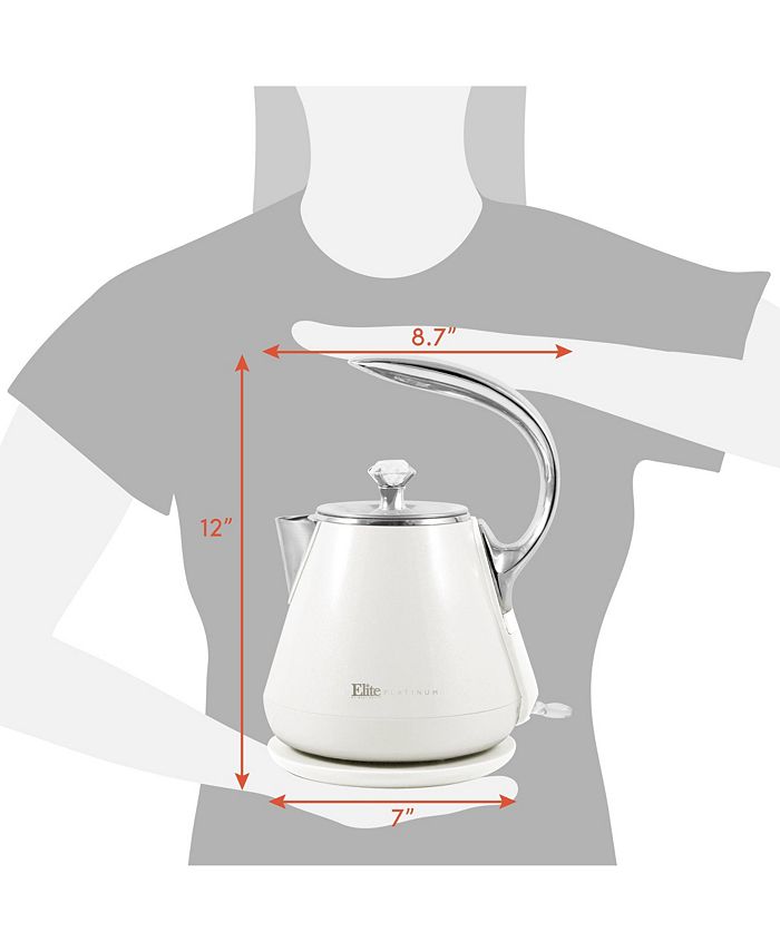 Elite Platinum 1.2L CoolTouch Stainless Steel Electric Kettle, White