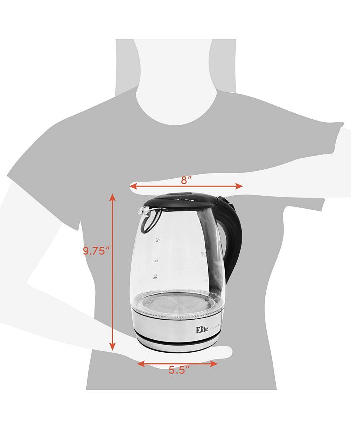 Elite Platinum 1.7L Cordless Glass Kettle Macy's