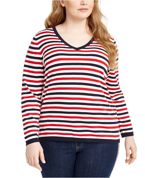 Tommy Hilfiger Plus Size Cotton Striped Sweater Reviews Sweaters Plus Sizes Macy S