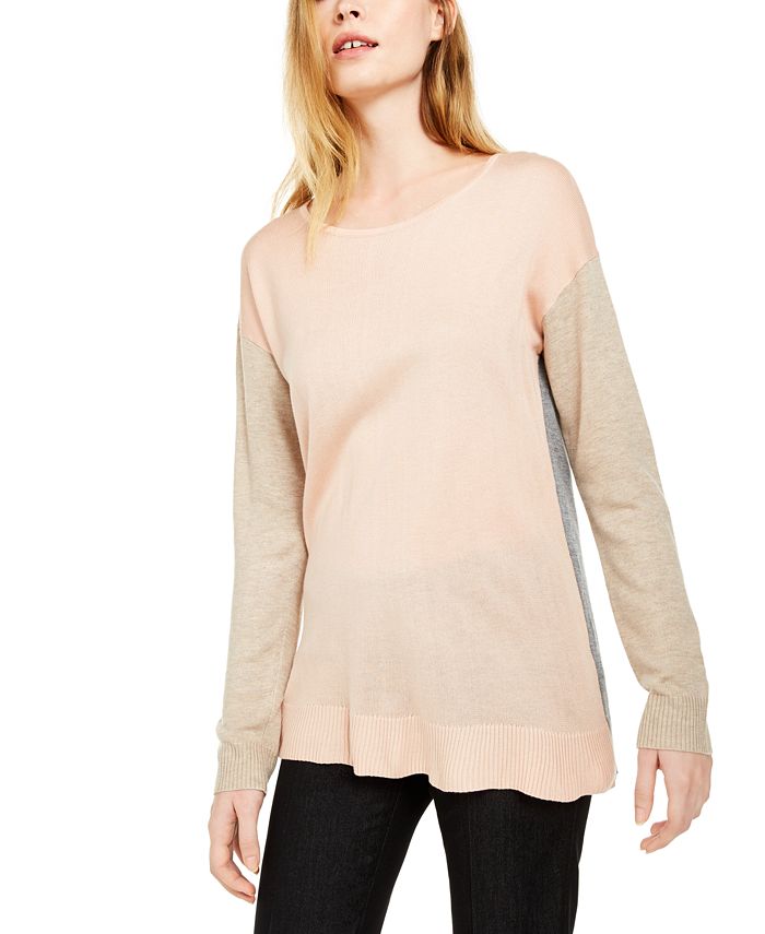 Calvin Klein Crewneck Colorblocked Sweater - Macy's