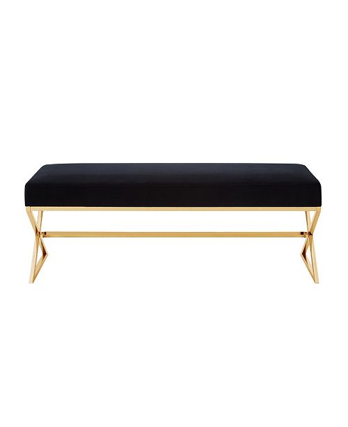 Inspired Home Aurora Velvet Bench With Metal X Leg Frame Reviews Furniture Macy S