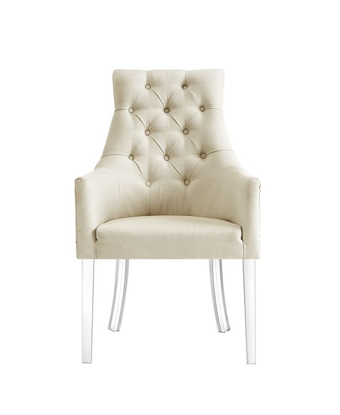 Inspired Home Marilyn Button Tufted Arm Dining Chair with Acrylic Legs
