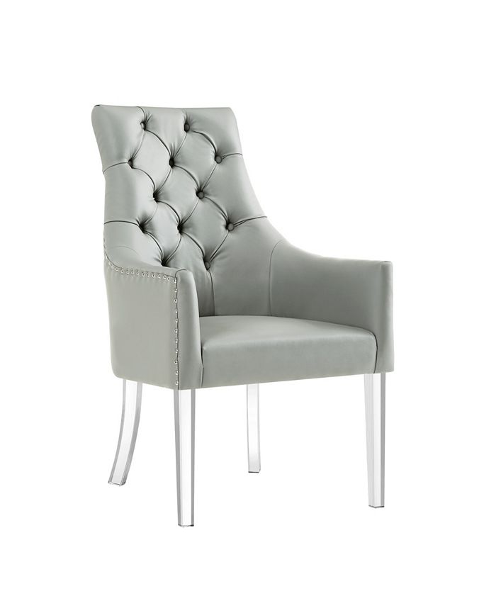 INSPIRED HOME Marilyn Button Tufted Arm Dining Chair with Acrylic Legs