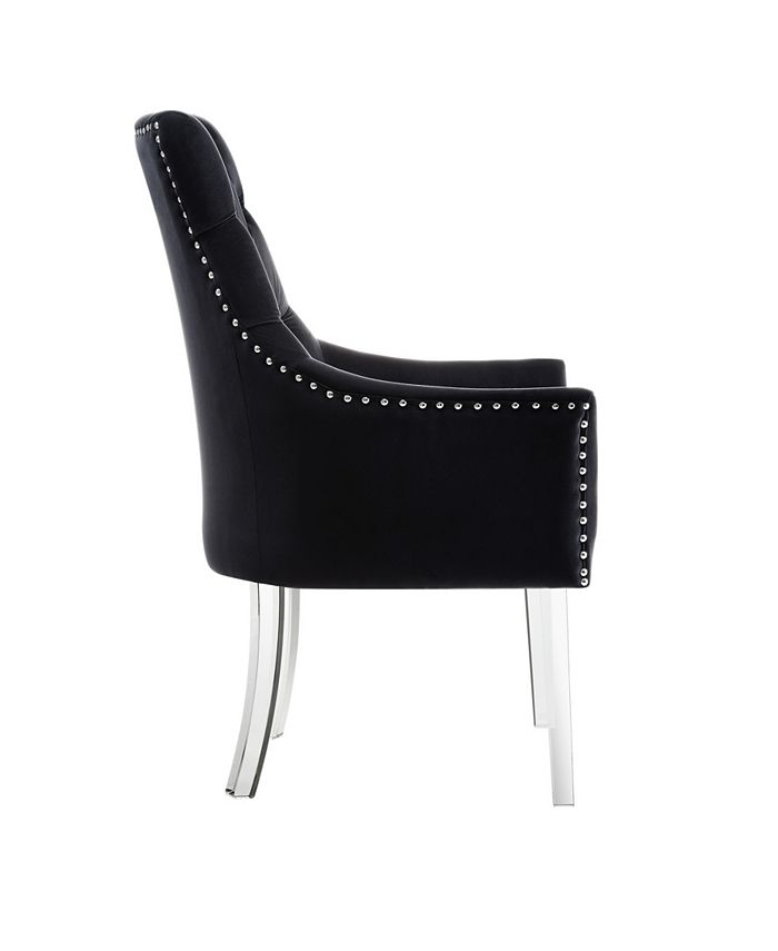 INSPIRED HOME Marilyn Button Tufted Arm Dining Chair with Acrylic Legs