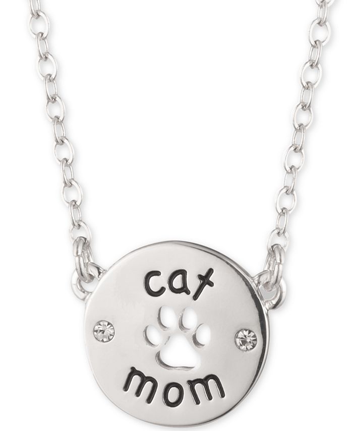 Pet Friends Jewelry - Silver-Tone Cat Mom Pendant Necklace