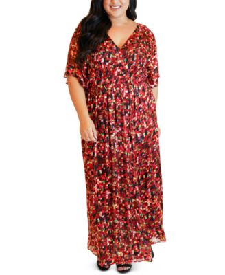 plus size flutter sleeve maxi dress