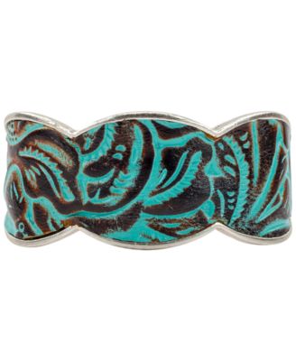 Patricia Nash - Silver-Tone Turquoise Leather Cuff Bracelet
