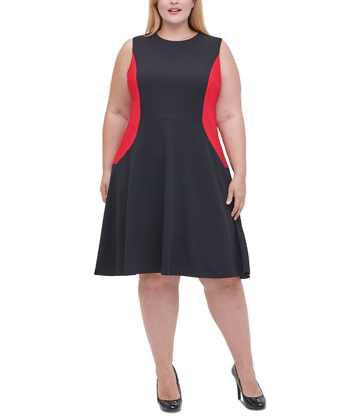 Tommy hilfiger colorblocked fit & flare dress hot sale