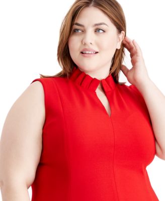 Calvin Klein Plus Size Ruffled-Collar Dress