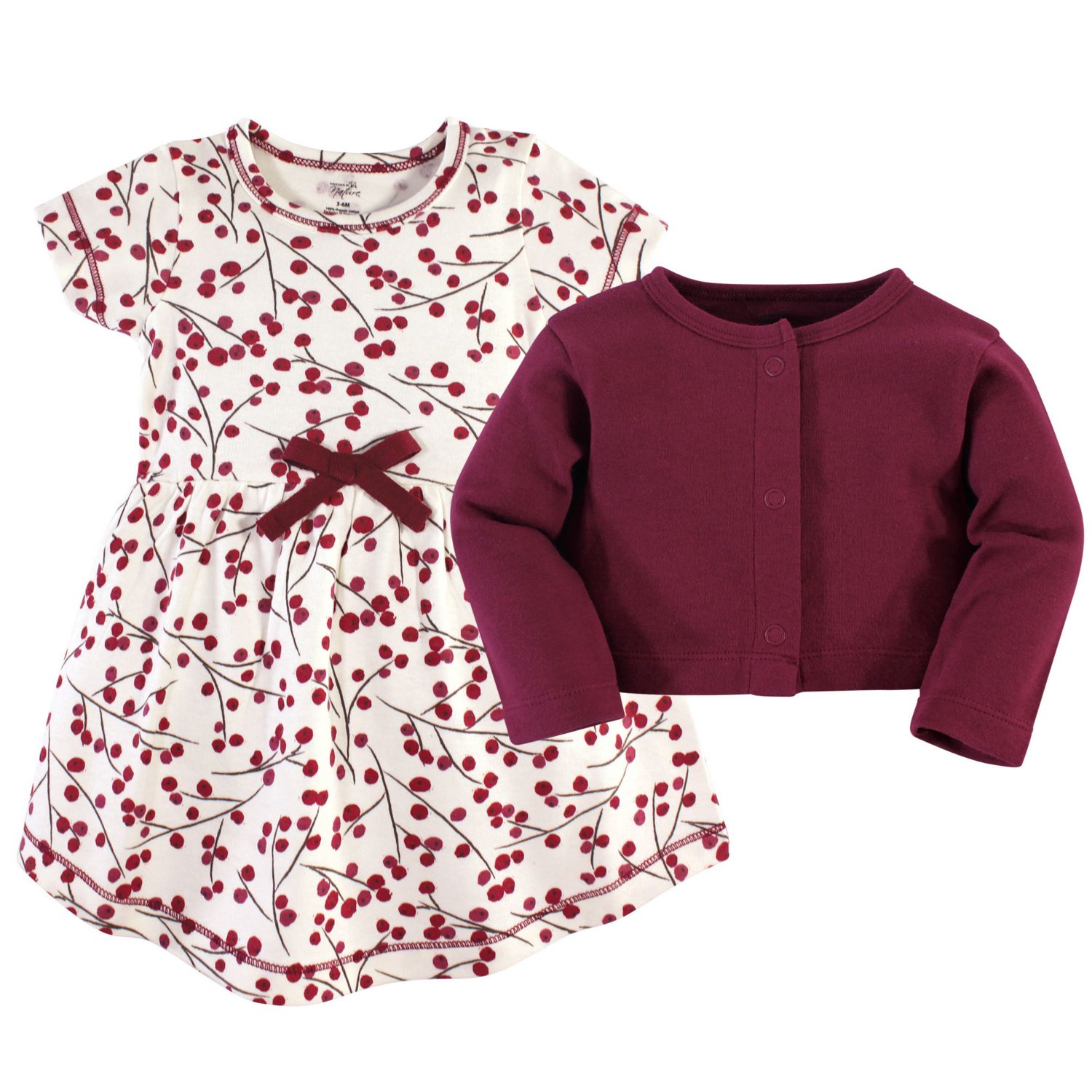 Baby Girls Comfy Natural Cotton Dress & Cardigan Set
