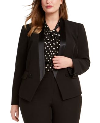 satin trim tuxedo jacket