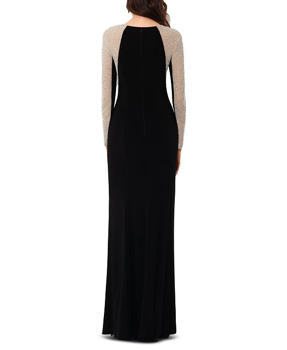 xscape embellished mesh gown