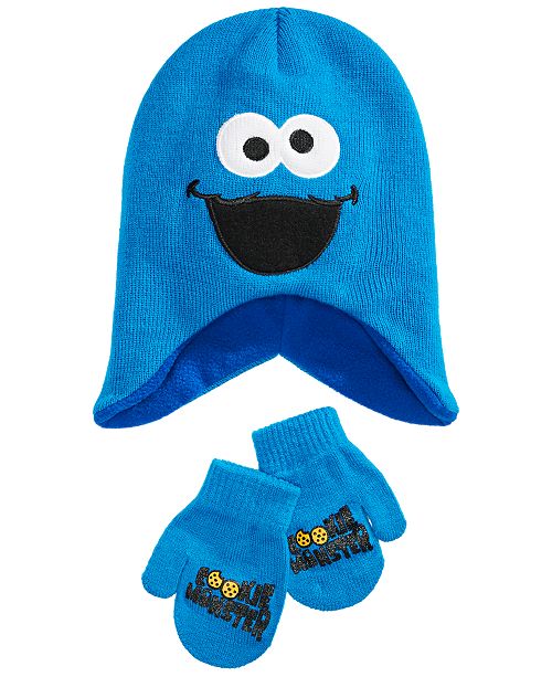 Sesame Street Toddler Boys Girls 2 Pc Cookie Monster Hat