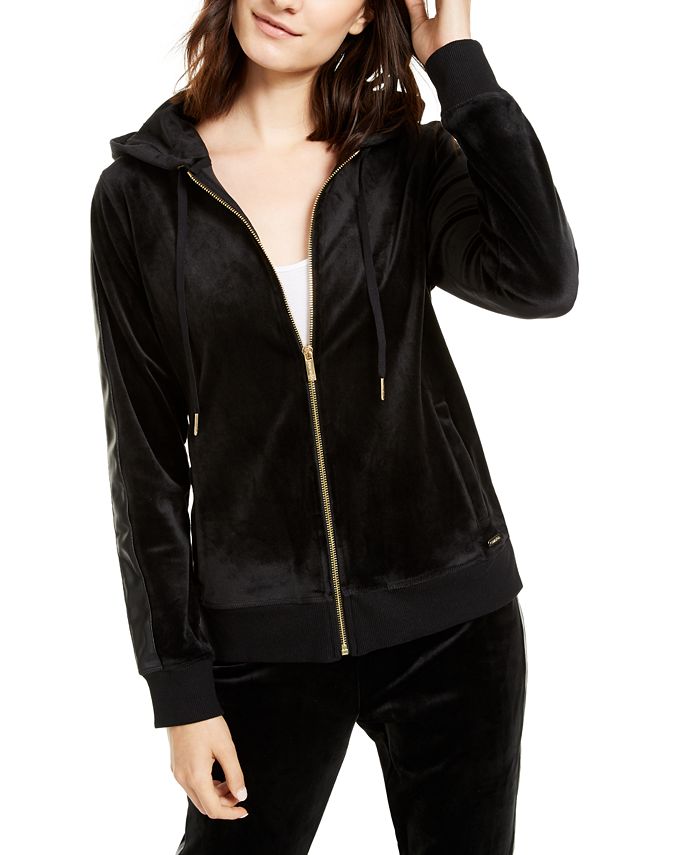 Calvin Klein Velour Zip-Up Hoodie Jacket & Reviews - Jackets & Blazers -  Women - Macy's