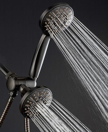 Aquadance - High-Pressure 48-Setting Dual Shower Head Combo with Extra-long 6 Foot Hose